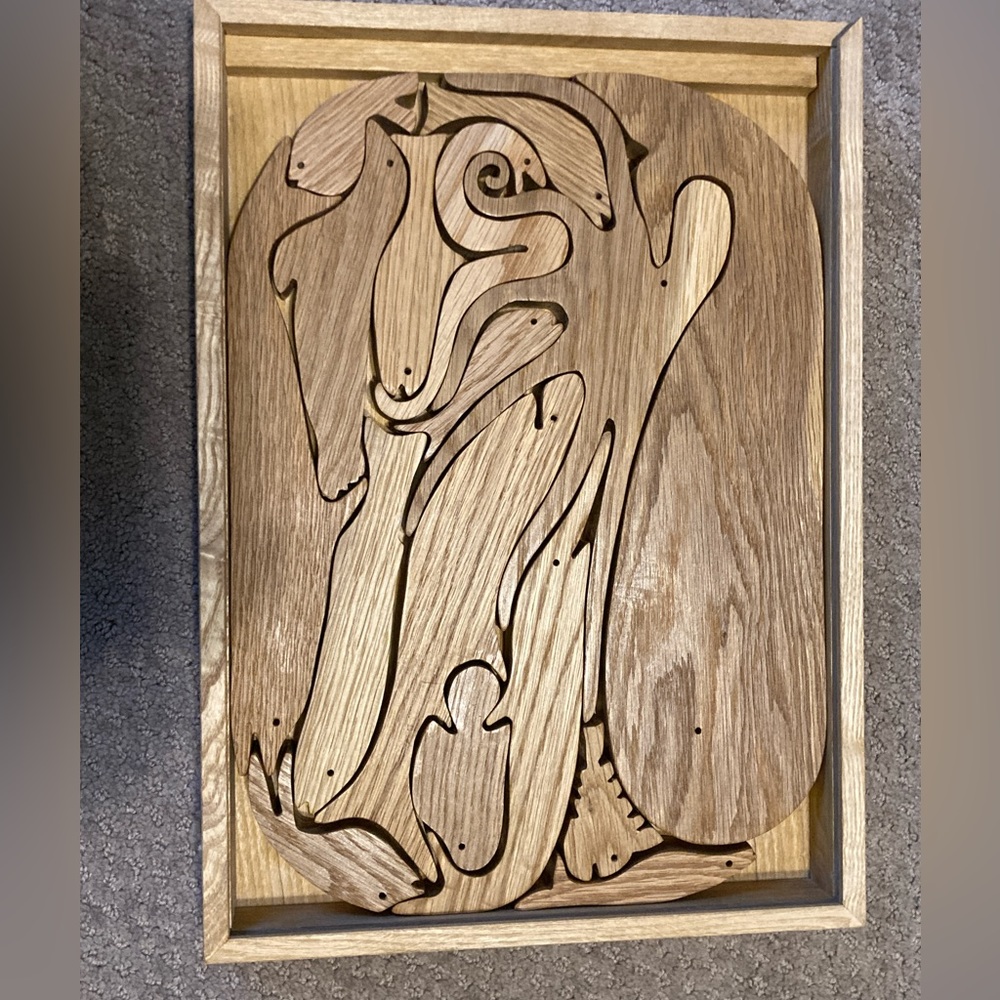 Wood MCM Design Sea Creatures Puzzle in Wood Box Enzo Mari Replica